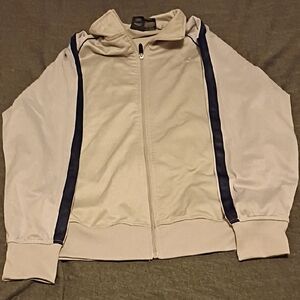 STARTER Cream Zip-Up Sweater with Navy Stripe